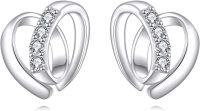 wholesale 925 Sterling Silver CZ Heart Stud Earrings for Women - Birthday Gift Ideas-Heart