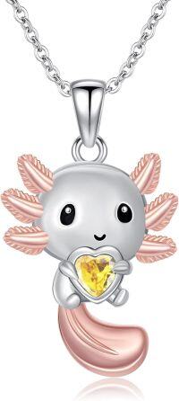 wholesale Sterling Silver 12 Month Birthstones Animals Necklace for Women Daughter (Axolotl Cow Pig Cat) Birthday Christmas Graduation Gift-01-11-Axolotl-Nov.-01-11-Axolotl-Nov.
