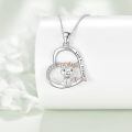 wholesale 925 Sterling Silver Cow Heart Pendant Necklace Rose Gold Plated Love You Forever-0-2