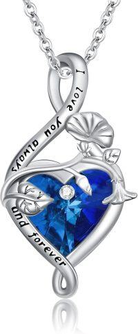 wholesale 925 Sterling Silver Birthstone Birth Flower Necklace Pendant Jewelry-September-Morning Glory