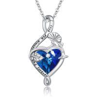 wholesale 925 Sterling Silver Heart Pendant Necklace Wholesale With Purple Gemstone-September-Morning Glory