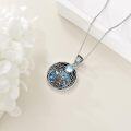 wholesale 925 Sterling Silver Abalone Shell Moonstone Howling Wolf Pendant Necklace-0-3
