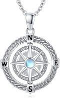 wholesale 925 Sterling Silver Moonstone Celtic Knot Compass Pendant Necklace-0-0
