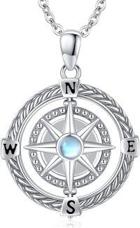 wholesale 925 Sterling Silver Moonstone Celtic Knot Compass Pendant Necklace-Style A-Go In