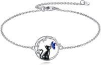 wholesale 925 Sterling Silver Cat & Butterfly Charm Anklet for Women Birthday Gifts-Cat