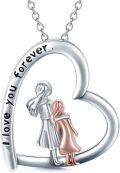 wholesale 925 Sterling Silver Heart-Shaped Pendant Necklace for Women - Sisters Forever Love Design-0-0