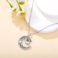 wholesale 925 Sterling Silver Crescent Moon & Ghost Sugar Glider Pendant Necklace for Women-0-3