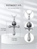 wholesale 925 Sterling Silver Cross Pendant Necklaces with Skull and Bones Charm s for Men/Women-0-3