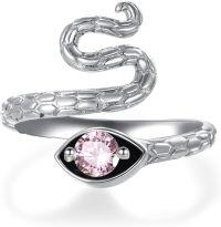 wholesale 925 Sterling Silver Adjustable Snake Band Ring Jewelry Gift for Women-10 Oct - Tourmaline