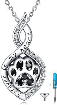 wholesale 925 Sterling Silver Dog Paw Print Infinity Love Heart Cremation Jewelry Urn Pendant Necklace for Ashes Memorial Keepsake Gift 24 Chain Included-Pet Paw