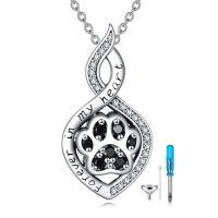 wholesale 925 Sterling Silver Dog Paw Print Infinity Love Heart Cremation Jewelry Urn Pendant Necklace for Ashes Memorial Keepsake Gift 24 Chain Included-Pet Paw
