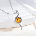 wholesale Metal Stone Snake Birthstone Pendant Necklace for Women-0-1