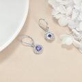 wholesale 925 Sterling Silver Round Tanzanite Halo Leverback Drop Earrings Gemstone s for Her-0-2