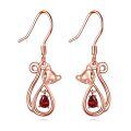 wholesale 925 Sterling Silver Cat Drop Earrings Rose Gold Plated Red Zircon For Women-0-0