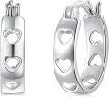 wholesale 925 Sterling Silver Hollow Heart Hoop Earrings for Women and Girls-0-0