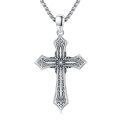 wholesale 925 Sterling Silver Gothic Cross Necklace with Intricate Design and Chain for Men & Women - Perfect Religious-0-0