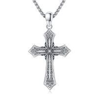 wholesale 925 Sterling Silver Gothic Cross Necklace with Intricate Design and Chain for Men & Women - Perfect Religious-Gothic Cross