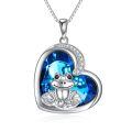 TOUPOP Sterling Silver Crystal Frog Necklace For Women-0-0