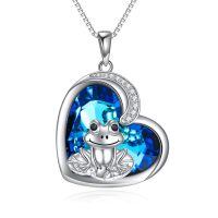 TOUPOP Sterling Silver Crystal Frog Necklace For Women-undefined