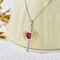 wholesale  Metal Cubic Zirconia Angel Wing Cross Necklace with Heart Birthstone 0 06cttw -0-1