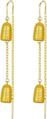 wholesale Gold 925 Sterling Silver Fruit Drop Earrings - Yellow Gold Tone Corn Design Gift for Women-Corn