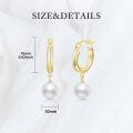 wholesale 14K Gold Freshwater Cultured Pearl 3mm Huggie Hoop Earrings with Snake Shape Pendant-0-3