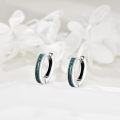 wholesale 925 Sterling Silver Turquoise Crushed Stone Huggie Hoop Earrings for Women-0-1