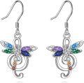 wholesale 925 Sterling Silver Dragonfly 7 Chakra Huggie Hoop Earrings with Rainbow Crystals and Celtic Knot Design for Women Girls Gift Idea-0-0