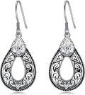 wholesale 925 Sterling Silver & 5A CZ Vintage Filigree Teardrop Birthstone Earrings – 7.5mm Pear Cut Gemstone Gift for Women-0-0