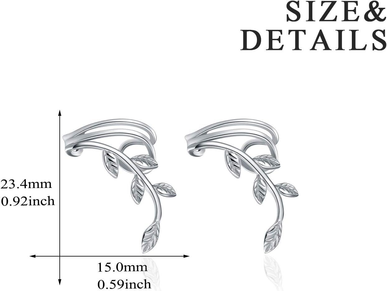925 Sterling Silver Leaf Vine Climbing Ear Cuffs for Women - Elegant Nature Inspired Jewelry-0-2