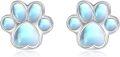 wholesale 925 Sterling Silver Moonstone Cat Dog Paw Print Stud Earrings-0-0