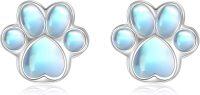 wholesale 925 Sterling Silver Moonstone Cat Dog Paw Print Stud Earrings-Paw Print