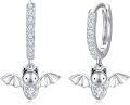 wholesale 925 Sterling Silver Bat Shape Cubic Zirconia Huggie Hoop Earrings for Women Girls -0-0