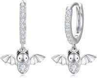 wholesale 925 Sterling Silver Bat Shape Cubic Zirconia Huggie Hoop Earrings for Women Girls -16-bat
