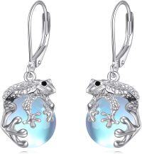wholesale 925 Sterling Silver Opalite Frogs Leverback Drop Earrings for Women Girls Gift Idea-Frog Earrings