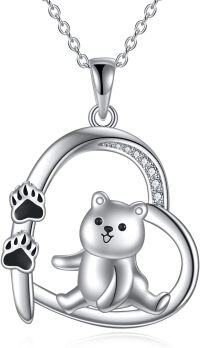 wholesale 925 Sterling Silver Bear Paw Necklace with Rolo Chain - Nickel-Free, Lead-Free, Cadmium-Free - 23mm Pendant - Gift Box Included - Ideal for Lover, Mother, Daughter, Friend - 100% Satisfaction Guarantee-bear
