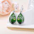 wholesale 14K Gold Plated Sterling Silver Round Natural Jade Earrings for Women-0-19