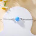 wholesale 925 Sterling Silver Blue Opal Beaded Adjustable Anklet for Women-0-3