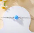 wholesale 925 Sterling Silver Blue Opal Beaded Adjustable Anklet for Women-0-3