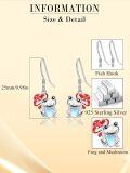 wholesale 925 Sterling Silver Frog with Mushroom and Heart Moonstone Drop Earrings for Girls-0-5