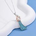 wholesale 925 Sterling Silver Turquoise Cat and Fox Hug Pendant Necklace for Women Valentines Day Gifts-0-1