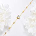 wholesale 14k Gold Heart Lab Diamond Anklet With Golden Beads-0-3
