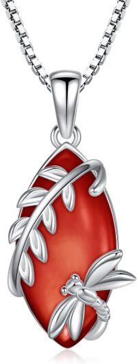 wholesale 925 Sterling Silver Birthstone Dragonfly Pendant Necklace for Women-Jul