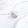 wholesale 925 Sterling Silver Opal Winged Heart Cremation Jewelry Keepsake Urn Locket Necklace with Funnel and Fill Tool-0-1