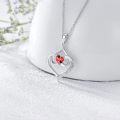 wholesale TOUPOP Forever Love Heart January Birthstone Pendant Necklaces For Women S925 Sterling Silver With Garnet, Birthday Mother’s Day Jewelry Gift For Mom Daughter Wife -0-3