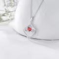 TOUPOP Sterling Silver Garnet Forever Love Heart January Birthstone Pendant Necklace Gift-0-3