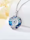 TOUPOP Sterling Silver Turquoise Evil Eye Tree Of Life Pendant Necklace-0-4