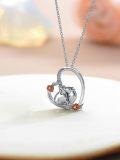 wholesale 925 Sterling Silver Owl Family with Rose Flower Charm Pendant Necklace Gifts for Women-0-2