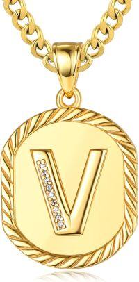 wholesale Sterling Silver A Z Letter Pendant Necklace w Cuban Chain (Gift)-V