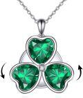 wholesale 925 Sterling Silver Green Clover Heart-Shaped Spinning Pendant Necklace for Women Gifts-0-0